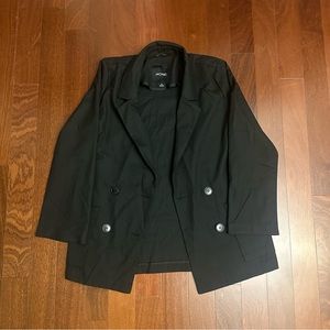 PENDING Monki Twiggy double breasted relaxed blazer in black